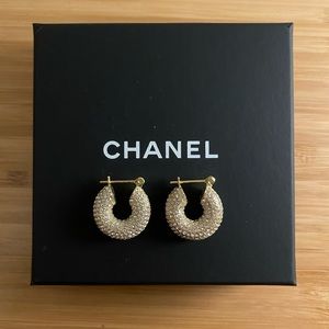 Pave Chunky Gold Hoop Earrings